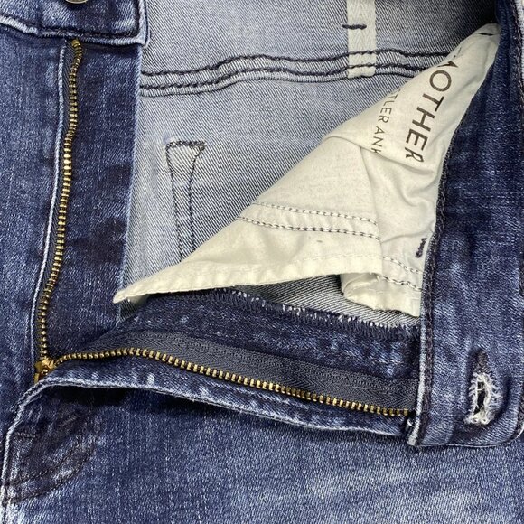 Mother Women’s The Hustler Ankle Fray Flare Jeans Size 27 Dark Blue - Picture 8 of 14